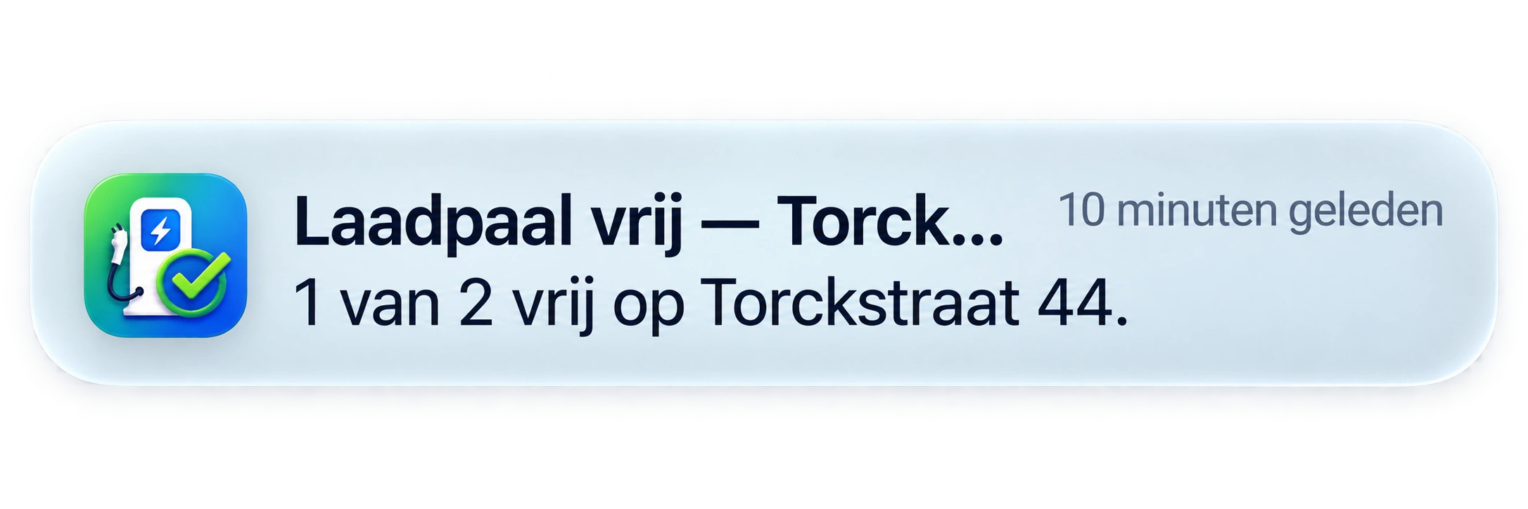 Voorbeeld van de pushmelding: 1 van 2 vrij op Torckstraat 44